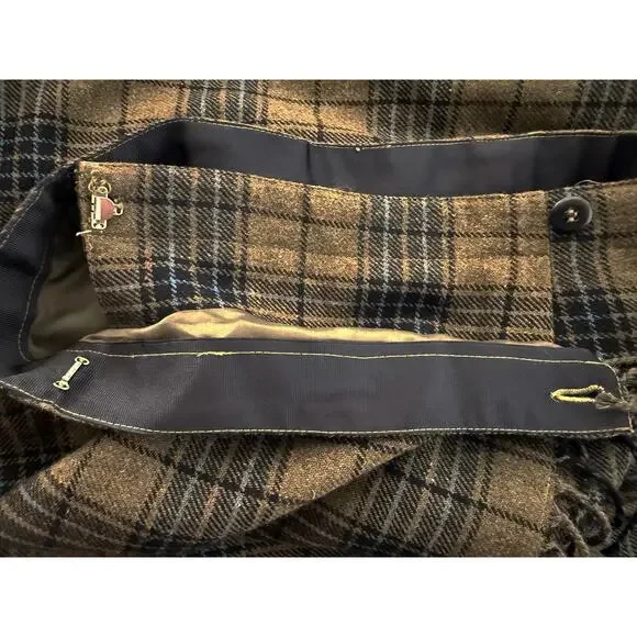 Vintage Liz Clairborne Lizwear Women's Pencil Wrap Wool Midi Skirt Plaid Fringe - Picture 6 of 7